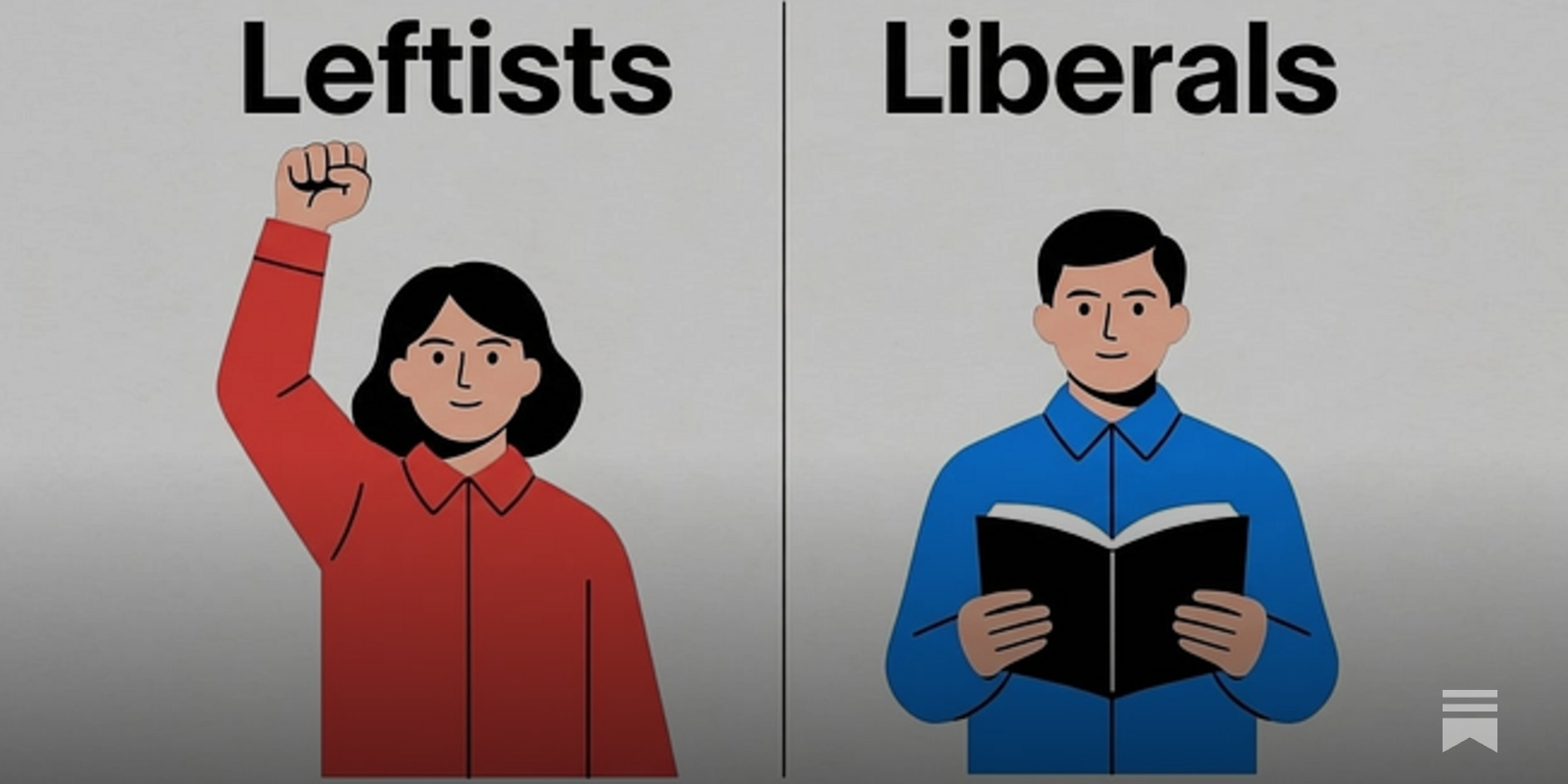 Difference between liberals and leftists: main illustration
